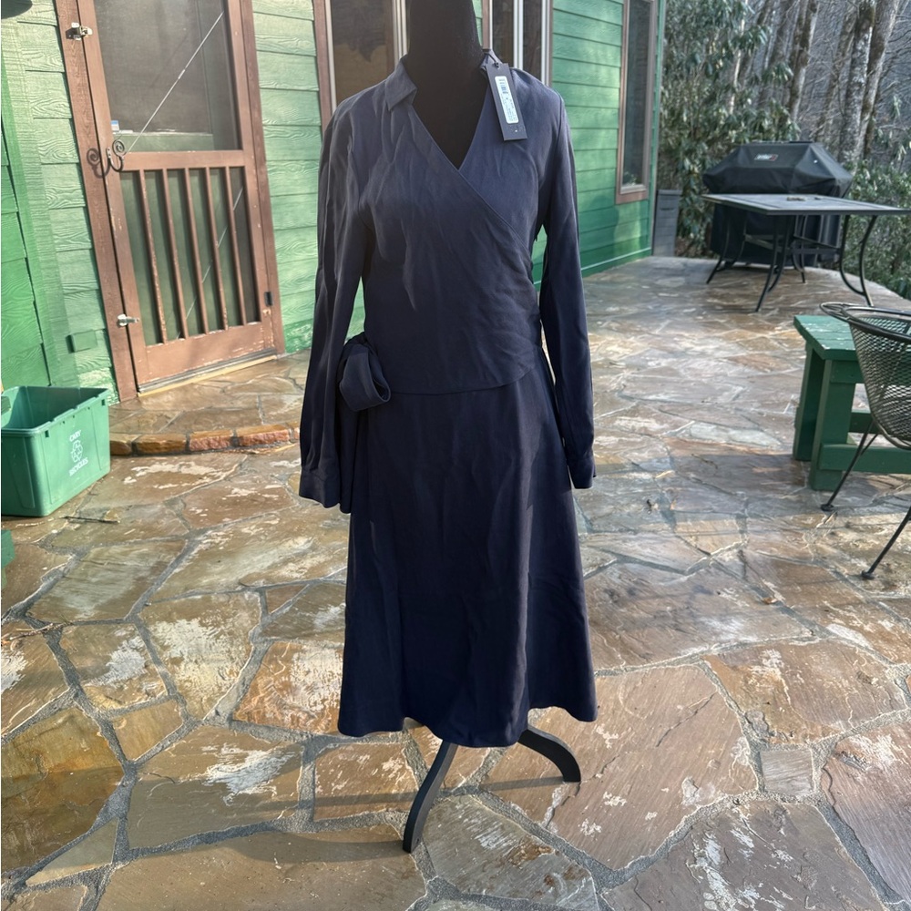 NWT Kobe Halperin long sleeve v neck Midnight blue andie midi dress size small